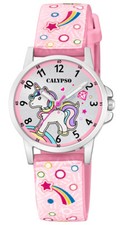 Calypso Kinderuhr Edelstahl analog PU Band rosa Quarzuhr K5776/5