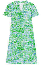 Vestido para mujer - Vestido estampado verde - Vestido midi - Pequeño - Jersey de algodón