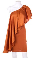 Vestido GODDIVA One Shoulder Volantes M Canela NUEVO