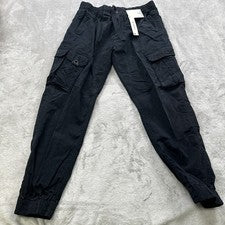 D.G. Pantalones de chándal Wangzi Cargo para hombre 38 bolsillos utilitarios técnicos azul marino NUEVO