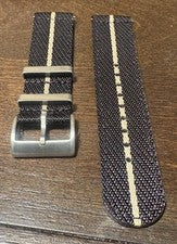 Correa de reloj de lona de nailon de 22 mm barras de resorte de liberación rápida negra y crema