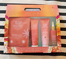 PACIFICA GLOW BABY KIT DE PRUEBA DE CUIDADO DE LA PIEL Vitamina C - Lavado facial, exfoliante, suero NUEVO