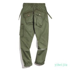 Pantalones Amikaji Retro con Bolsillos Pierna Recta Militar Informal Entrenamiento Para Hombre
