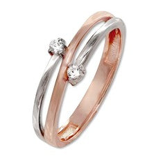Anillo GoldDream Gold Boho circonita bicolor talla 56 oro rosa 333 GDR532E56