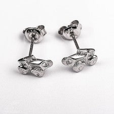 1 par de pendientes de remolque tractor para hombre plata real 925 rodin