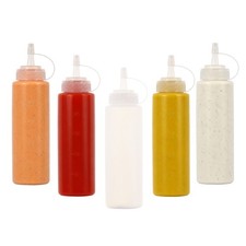 Botellas vacías de 240 ml con escala botella de aplastamiento para salsa de ketchup Squeeze
