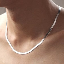 Collar Plata 925 - Cadena Serpiente Plana con Acabado Brillante