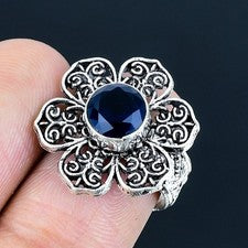 Anillo de joyería de plata esterlina 925 hecho a mano con piedras preciosas...