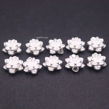 Accesorio colgante de flor de loto de plata fina pura 999 10 piezas hágalo usted mismo cuentas 8*8 mm