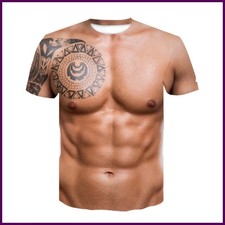 Pack de 6 camisetas musculares abdominales impresas en 3D manga corta fitness para hombre