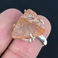 Piedra solar druzy piedra preciosa hecha a mano 925 anillo de joyería de...