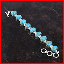 Pulsera Hija Cadena Piedra Turquesa Azul Cobre Regalo Halloween Plata 925