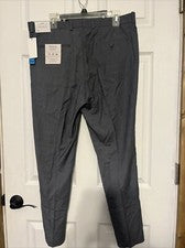 Pantalones de rendimiento de lujo Perry Ellis Portfolio 34/29 ajustados NUEVO grises precio de venta sugerido por el fab