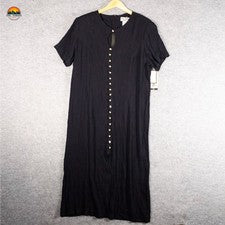 Nuevo con etiquetas Maxi Vestido Jamie Brooke Negro Cremallera Trasera Manga Corta Para Mujer Talla 18