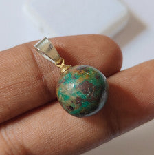 Colgante turquesa tibetana natural 13 mm cuentas redondas lisas joyería...