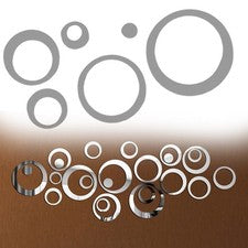 Juego de 24 pegatinas de pared de espejo redondas acrílicas con forma única y diseño exquisito