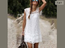 Moda Para Mujer Boho Encaje Vaina Vestido Borla Mini Vestido Talla M