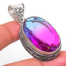 Colgante de joyería de plata esterlina 925 hecho a mano con piedras preciosas...