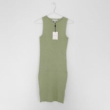 Mini Vestido Corredor Bastante Lujoso Verde Billie Tejido Acanalado Talla XS Para Mujer Moda