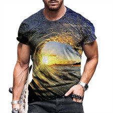 Camiseta Hombres Océano Ola Mar Moda Gráfico Manga Corta Informal 3D Sedoso Camisetas