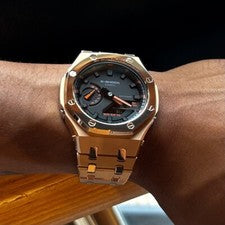 Custom Casio G-Shock GA2100 Casioak New Stainless Steel Rose Gold Watch Gift