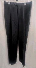 Pantalones Pierre Cardin para Hombres 40x33 Negros Lana Worsted Puños Plisados Nuevos con Etiquetas Venta al por menor $