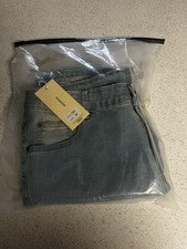 Pantalones de mezclilla rectos de algodón azul claro desgastados de moda para hombre diseño de 5 bolsillos