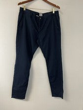 Pantalones Serge Blanco Para Hombre 31x33 Chino Azul Caqui Frente Plano Ejército Francia N246