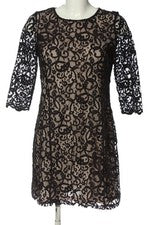 Vestido casual mujer H&M manga larga algodón elegante blanco negro talla 36