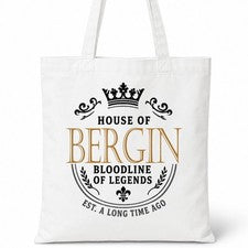 Bolso de Mano BERGIN Family Surname House Of White Algodón
