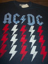 Camiseta Estilo Vintage ACDC Patriótico Lightning Bolts BANDA GRANDE Y ALTA 3XB 3XL NUEVA
