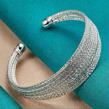Brazalete Brazalete Multilínea Plata Esterlina 925 Mujeres Hombres Boda Joyería Reino Unido