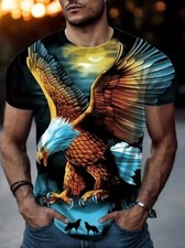 Camisetas Volador Águila Calva Americano Gráfico Marrón Azul 3D Moda Hombres Camiseta