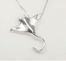 COLLAR COLGANTE PLATA ESTERLINA NÁUTICA ARRECIFE OCÉANO MANTARRAYA RAYA VIDA MARINA