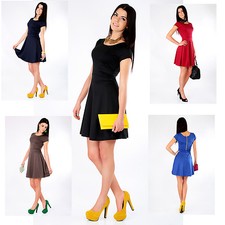 Precioso Vestido Para Mujer con Cremallera Cóctel Jersey Fiesta Verano Talla 8-16 8902