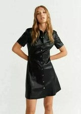 Nuevo Vestido Para Mujer Manga Corta Piel de Cordero Real Elegante Calce Ajustado De Moda