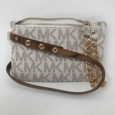 NUEVO Bolso Cinturón Michael Kors Mujer Tirar Cadena Multicolor Marfil Firma Cremallera S