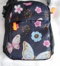 Bolso Bandolera Damas 2 Bolsillos Teléfono Móvil Negro Floral Bolso de Mano Nuevo