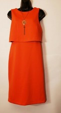 Vestido elástico METAPHOR para mujer sin mangas ajustado doble naranja talla mediana nuevo con etiquetas