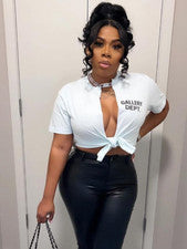Cárdigan estampado de media manga calce ajustado moda sexy medio cuello abierto para mujer Top