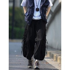 Pantalones japoneses sueltos de pierna ancha estilo callejero para hombre pantalones informales unisex