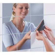 Pegatinas cuadradas de pared de espejo de 15 cm 16 piezas para decoración de baño hágalo usted mismo a la venta