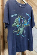 090s Ween The Mollusk Tour Camisa Azul Marino Manga Corta Camiseta Estilo Clásico S-5XL