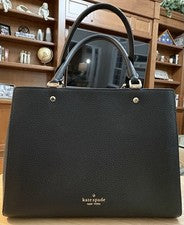 NUEVO Bolso de Mano Kate Spade Leila Mediano Cuero Negro Triple Compartimento