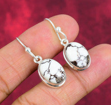 Pendientes de diseñador de plata de ley 925 hechos a mano con piedras preciosas de caballo salvaje joyería