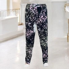 Pantalones Jogger Estampados Frescos de Bel Air Pull on Negros Bolsillos Suaves Graffiti Salpicaduras