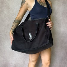 "Bolso de Lona Polo Ralph Lauren Big Pony Fin de Semana Negro Nuevo sin Etiquetas 20"" Viaje"