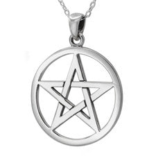 Collar pentáculo de plata esterlina 925 maciza pentagrama de bruja Wicca (16-30")