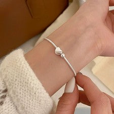Brazalete con Corazón Mujer Pulsera Amor Plata de Ley 925/18 cm