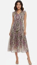 Nuevo Maxi Vestido Solero Socialite Metálico en Niveles S Boho Chic Floral Cottagecore
